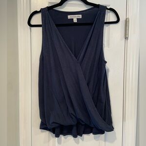 Abercrombie & Fitch Size S Navy Blue Soft Slub Knit Wrap Front Tank Top